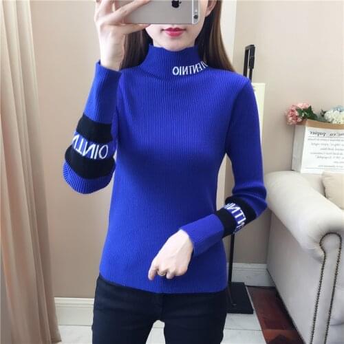 Women Autumn Sweater Elasticity 2021 New Warm Korean Top Women Winter Sweater Thick Half High Collar Long-Sleeved Sweater Ladies