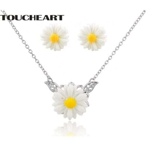 TOUCHEART White Flower Wedding Jewelry Sets For Women Bridal Crystal Gold Earrings Statement Necklace Boho Jewelry Set SET190002