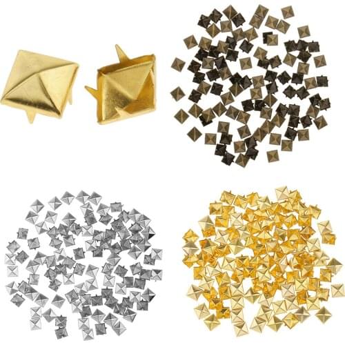 100Pcs Square Rivet Studs Spike Screw Craft DIY Decor Cool Accessory for Unisex Clothing Caps Shoes Bags