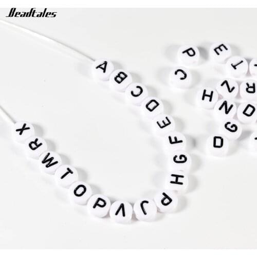 100pcs/Lot Acrylic Flat Black Letter Round Beads Dia 7mm Hole 2mm For Bracelets DIY Women Jewelry Findings Wholesale