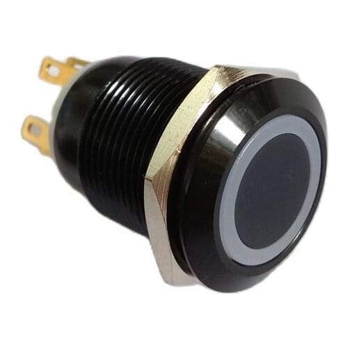 19mm ring Momentary Black Anodized Aluminum Metal Car LED Push Button Switch