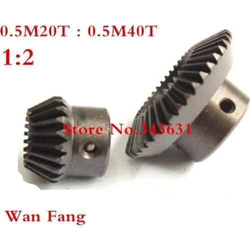 2PCS 1M 1:2 Bevel Gear 1 Mod M=1 Modulus Ratio 1:2 Bore Steel Right Angle Transmission parts machine parts DIY