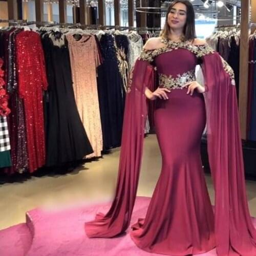 Mermaid Evening Dresses Saudi Arabic Long Sleeves Lace Appliques Floor Length Prom Party Formal Gowns