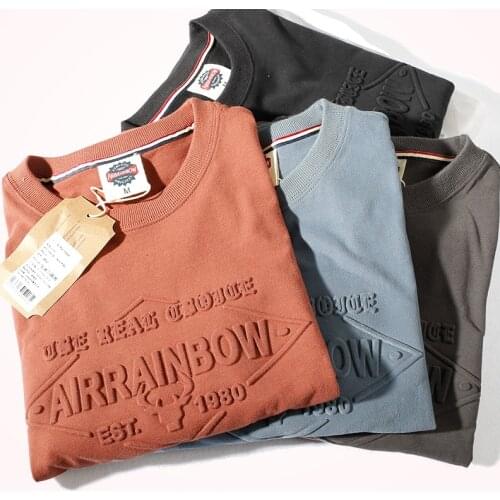 2020 Autumn New Mens Fashion 100% Cotton Letter Printed T-shirt Long-Sleeved O-neck American Retro Bottoming Shirt T Washed Old