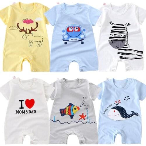 2021 Summer Baby Boys Romper Short Sleeve Rompers Newborn Baby Clothes Cartoon Animal Pajamas For baby girl infant clothing