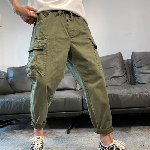 21 Autumn and Winter New Four-season Models Multi-pocket European and American Washed Garment Dyeing Casual Pants Cargo Men