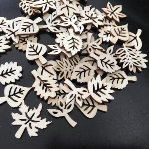 50PCS 30mm Wooden Flower Embellishments Laser Cut Blanks Slices for Sewing Clip Arts and Crafts Nature Decorations for Kids DIY