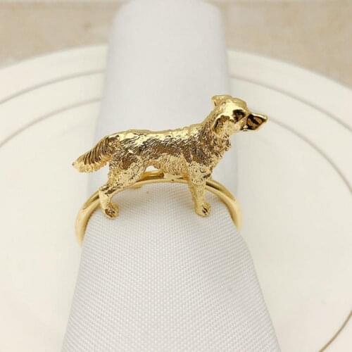 Portable 6Pcs/Set Attractive Cute Dog Shape Visual Effect Napkin Holder Alloy Napkin Ring Visual Effect for Banquet