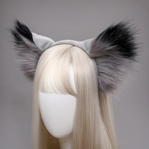 Lolita Hair Accessories Gothic Headdress Fox Plush Cat Ears Anime Decor Cosplay Kawaii Women Girls Party Costumes Headwear Hot