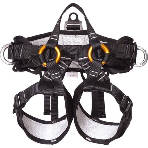 Arborist Tree Surgeon Caving Harness Rock Climbing Half Body Fall Protection Rappelling Harness Belt Safety Equipment Black Pro