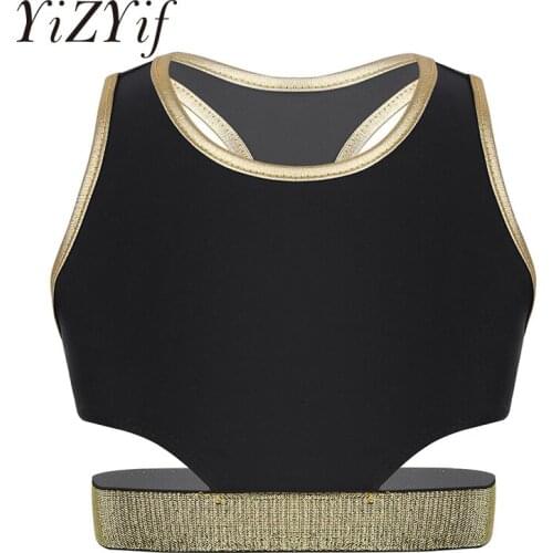 Ballet Tank Tops Girls Ballet Dance Sleeveless Racer Back Stretchy Tanks Bra Tops Crop Top for Ballet Stage Performance Workout