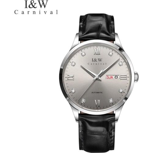 Carnival Brand Fashion Business Watch Man Luxury Sapphire Calendar Automatic Mechanical Wristwatch Waterproof Relogio Masculino