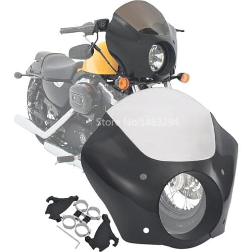 Quarter Clear Headlamp Visor Fairing windshield Kit Fit For Harley Dyna 06-Up Models With 49MM-55MM Fork Tube