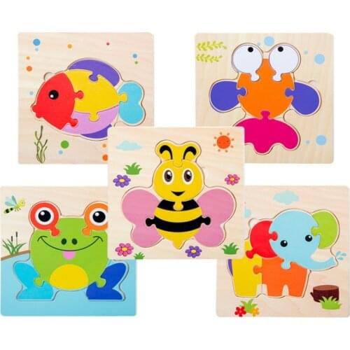 Wooden 3D Puzzle Tangram Shapes Learning Cartoon Animal Intelligence Puzzle Toys Learning Intelligence Baby Toys Educational