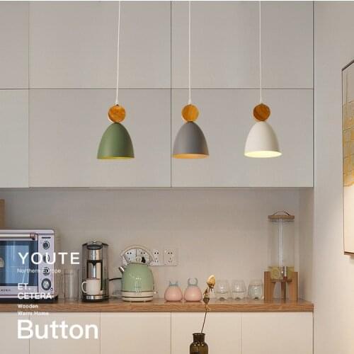 Nordic Wood Pendant Light Fixture Modern Wooden Metal Hanging Lamps Luminaire Kitchen Dining Bedroom Bedside Suspension Lighting