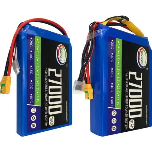 RC Aircraft LiPo Battery 2S 7.4V 3S 11.1V 4S 14.8V 5S 6S 22.2V 27000mAh 25C Max 50C For RC Agricultural Airplane Drone Quadrotor