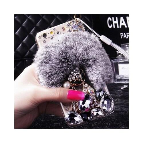 Luxury The cat bling Warm Soft Beaver Rabbit Fur Hair Phone Cases For iPhone 11 Pro MAX X XS MAX XR 6 6S 7 8 Plus Phone Case