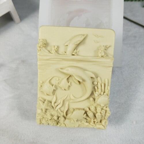 DW0187 PRZY Silicone Mold Dolphin Soap Molds Gypsum Chocolate Candle Candy Mold Soap Sea World Dolphin Jumping Clay Resin Moulds