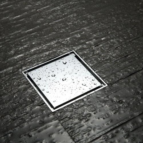 Chrome polished Brass Square Shower Floor Drain Floor Drainer with Tile Insert Grate Multipurpose , Invisible Look or Flat Cover