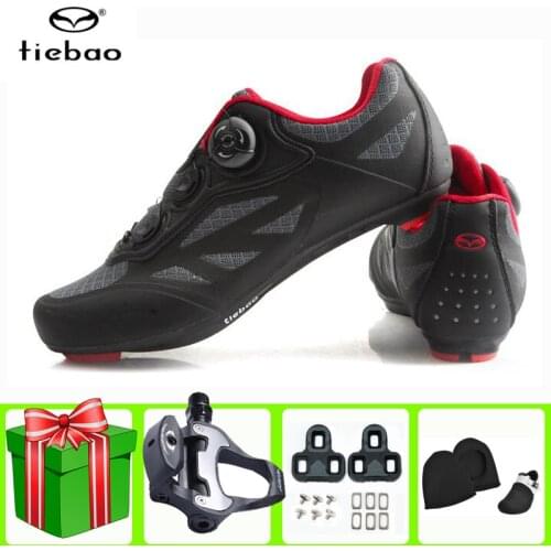 Tiebao Road Cycling Shoes Men Sapatilha Ciclismo Self-Locking Gray Bike Racing Breathable Athletic Zapatillas Women Sneakers