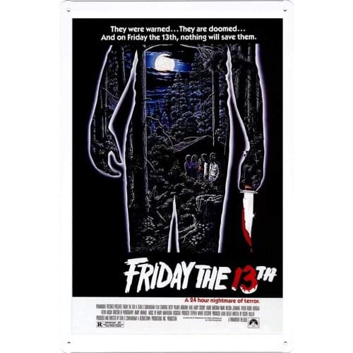 Friday The 13TH Movie Metal Tin Sign Retro Classic Horror Film Sign Vintage Wall Plaque Bar/Man Cave/Club/Pub/Garage Home Decor