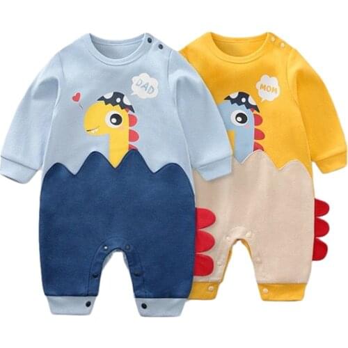 Cute Baby Boy Girl Clothes Newborn Cartoon Animal Dinosaur Baby Rompers Full Sleeve Jumpsuit For Kids Toddler Infant Clothing