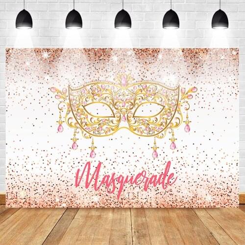 Mehofoto Mask Theme Party Photography Backdrops Birthday Photo Background for Lady Shiny Sequins Mysterious Photophone