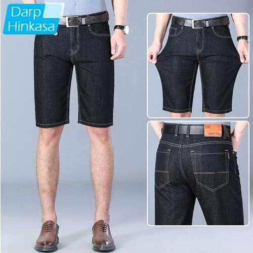 2021Summer Men Business Style Black Denim Shorts Men Slim Fit Straight Jeans Fashion Classic Men Stretch Casual Men Denim Shorts