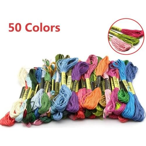 50pcs/Set Mix Colors Cross Stitch Cotton Embroidery Thread Floss Kit DIY Sewing Tools Cross Stitch Kit