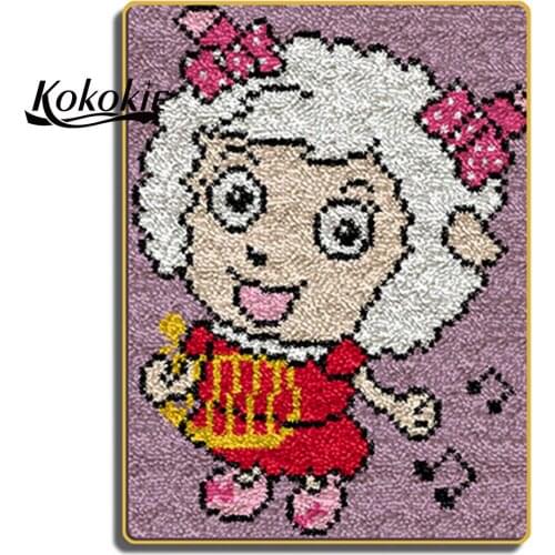 Latch hook kits diy rug 3d carpet accessories needle for carpet Foamiran for crafts floor decoration cartoon sheep cushion mat