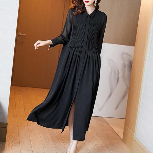 2021 New Spring And Summer Fashion Womens Long Sleeve Solid Color Dress Female Casual Style Long Dresses
