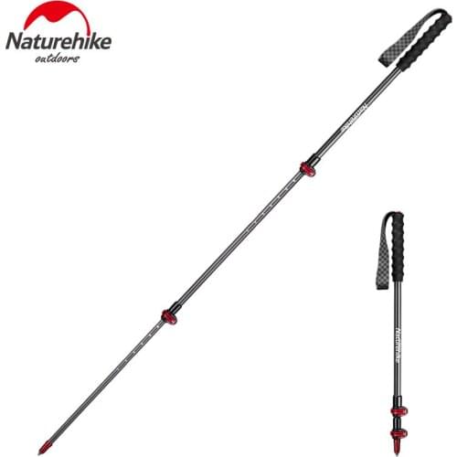Naturehike Carbon Fiber Trekking Poles Ultralight & Collapsible with Quick Flip-Lock, Straight Handle, Tungsten Tips, Mud Basket