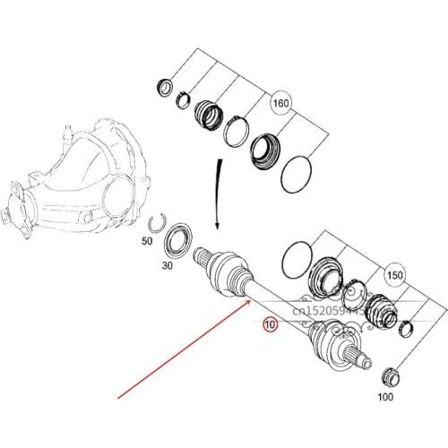 Left and right half shaft Rear drive shaft GLC 300m e r c e des-be nzGLC 200 GLC 260 E 320 E 300 E 200 Rear axle Drive shaft