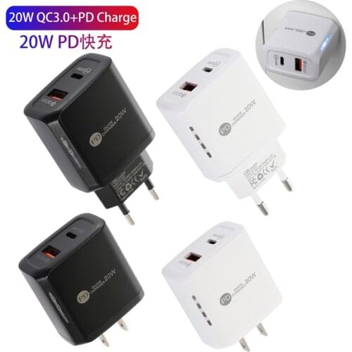 QC3.0+PD20W EU/US Plug Mobile Phone Charger For Samsung iPhone Xiaomi Huawei iPad Mobile Phones Charger Adapter Universal