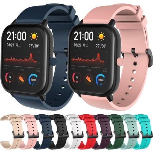20mm Watch Band For Xiaomi Huami Amazfit GTS/GTR 42mm Strap Silicone Wristband Bracelet for Huami Amazfit Bip S/Bip Lite correa