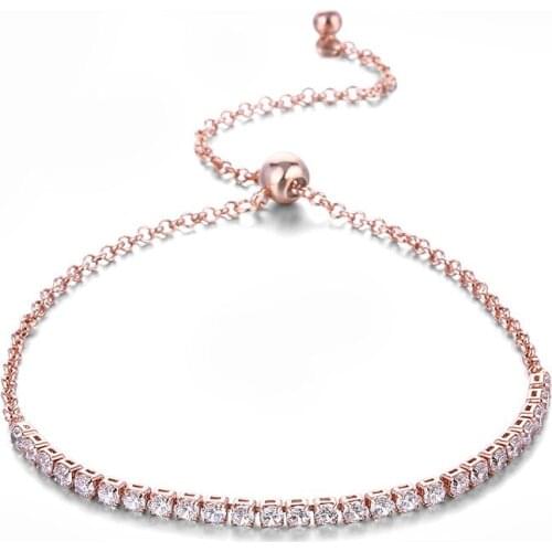 Luxury Micro Pave CZ Zircon Bracelet Full Paved Crystal For Lady Bangle Jewelry Slender Long Chain Bracelet