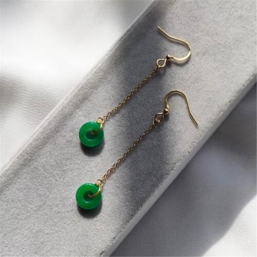 Jade Chrysoprase Gemstone DIY Earrings Ear wire 18K Ear hook simple Luxury Irregular Aurora Flawless Accessories Mesmerizing