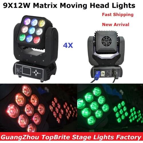 4XLot Led Moving Head Matrix Light Beam Led Disco Light Led DMX512 9X12W Beam Light AC100V-240V CE ROHS Certification Fast Ship