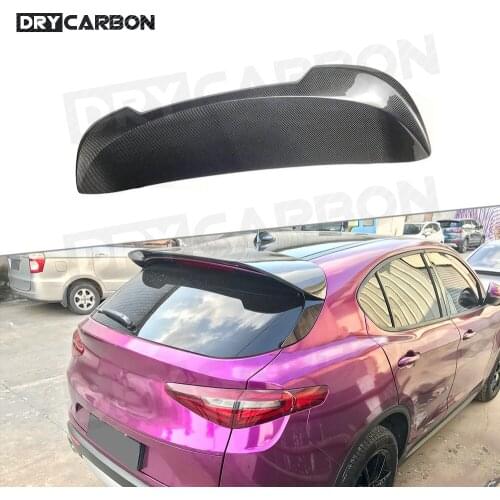 Dry Carbon Fiber Rear Roof Spoiler Window Trunk Wings For Alfa Romeo Stelvio 2017 2018 2019 Car Styling