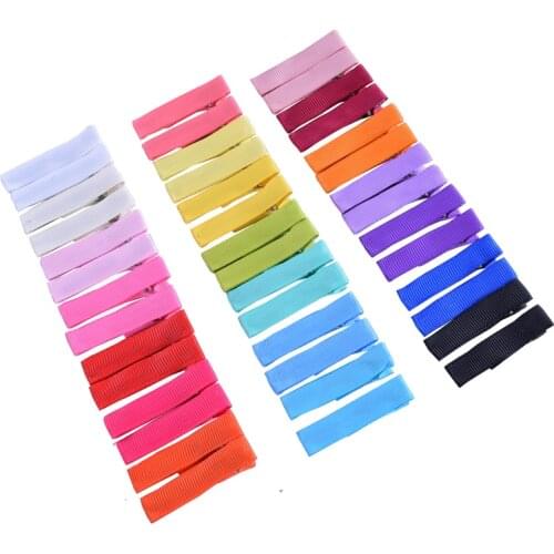21pcs/lot 4.5CM Ribbon Lined Alligator Clips Bows For Girls Women Hair Accessories Prong Barrettes Hair Clips Metal Claw Clips