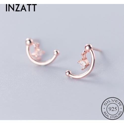 INZATT Real 925 Sterling Silver Minimalist Star Zircon Stud Earrings For Fashion Women Party Fine Jewelry Trendy 2019 Accessorie