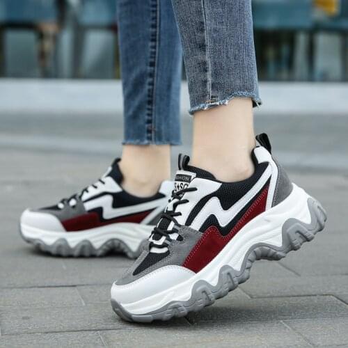 Women Height Increasing Mesh Shoes Female Mixed Color Comfortable Sneaker 2021 Ladies Comfortable Casual Thick Bottom Daddy Shoe