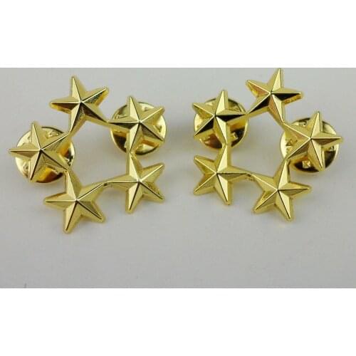 US ARMY GOLDEN FIVE-STAR BADGE PIN MILITARY INSIGNIA