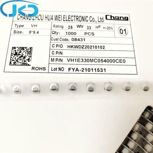 20pcs New 33uF 25V 5x5.4mm Super Low ESR 25V33uF For Motherboard VGA High Quality SMD Aluminum Electrolytic Capacitor