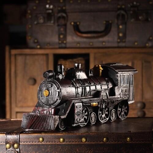 2021 New Retro and Old Resin Locomotive Ornaments Home Cafe Decoration Shooting Props Store Window