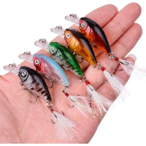 3.5g Mini Crankbait Fishing Lures With Feather Artificial Hard CrankBait Bass Fishing Wobblers Topwater Minnow Fish Lures