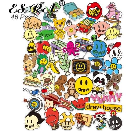 46 Pcs/Set Street Logo Stickers Set Funny Suitcase Pegatinas Graffiti Decals Waterproof Vinyl for Laptop Fridge Skateboard