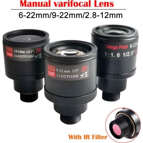 9-22mm 6-22mm 2.8-12mm Manual varifocal Lens With IR Filter M12 Mount Manual Focus and Zoom Lens For CCTV IP USB AHD Analog Came