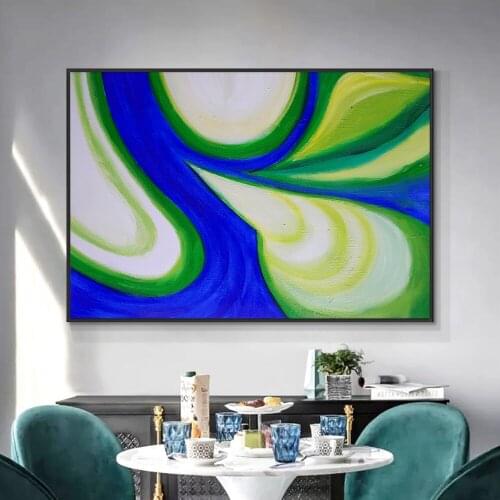 Abstract Blue With Green Painting Without Frame 100% Hand Painted Oil Painting On Canvas Modern Fashion Wall Art For Home Decor