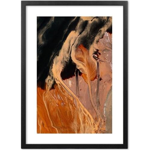 Abstract Modern Dreamy Color Wall Art Paper Painting Golden Cyan Art Poster Print Wall Picture for Living Room Decor